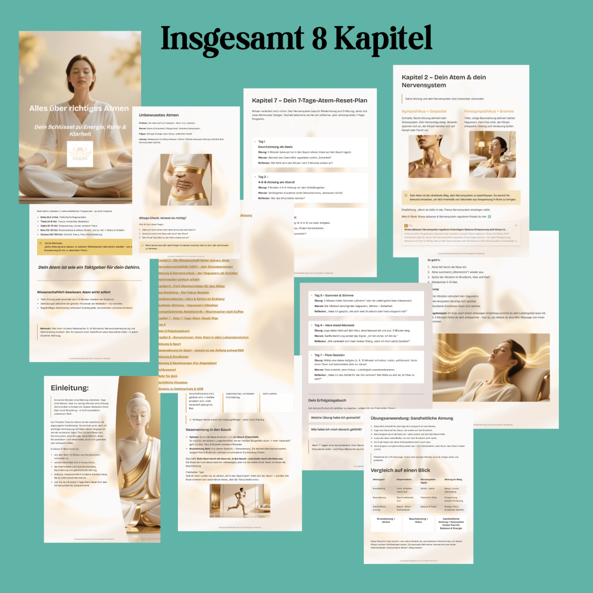 Richtig atmen lernen | Stressabau, Ausdauer, starkes Nervensystem, Gesundheit, Energie | E - Book - Glow - Mindset