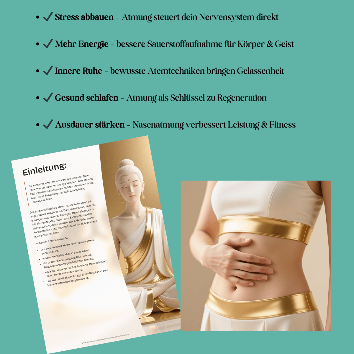 Richtig atmen lernen | Stressabau, Ausdauer, starkes Nervensystem, Gesundheit, Energie | E - Book - Glow - Mindset