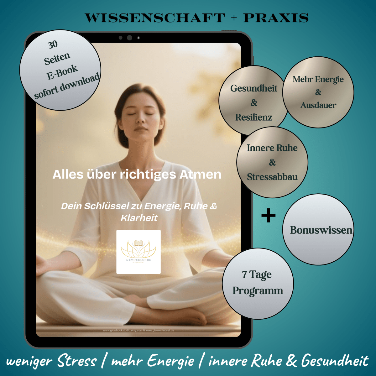Richtig atmen lernen | Stressabau, Ausdauer, starkes Nervensystem, Gesundheit, Energie | E - Book - Glow - Mindset