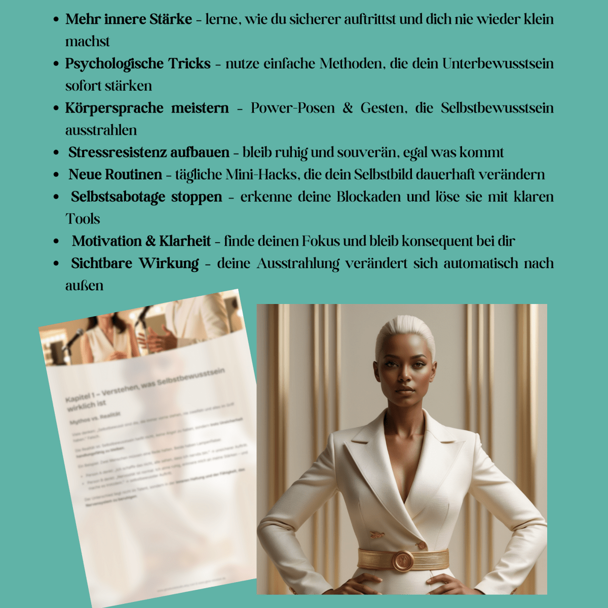 Selbstbewusstsein stärken | 7 Schritte Plan mit Übungen | E - Book - Glow - Mindset