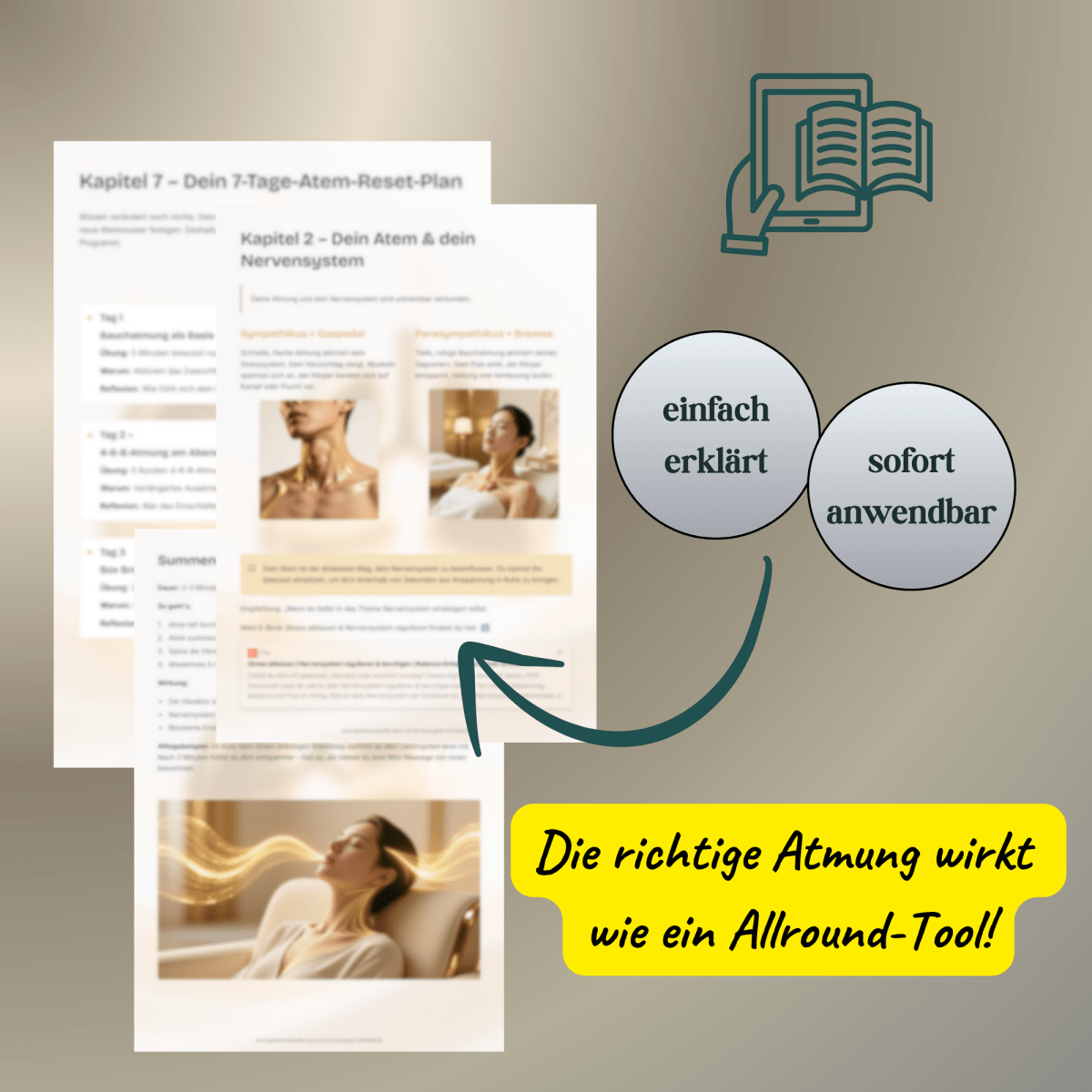 Richtig atmen lernen | Stressabau, Ausdauer, starkes Nervensystem, Gesundheit, Energie | E - Book - Glow - Mindset