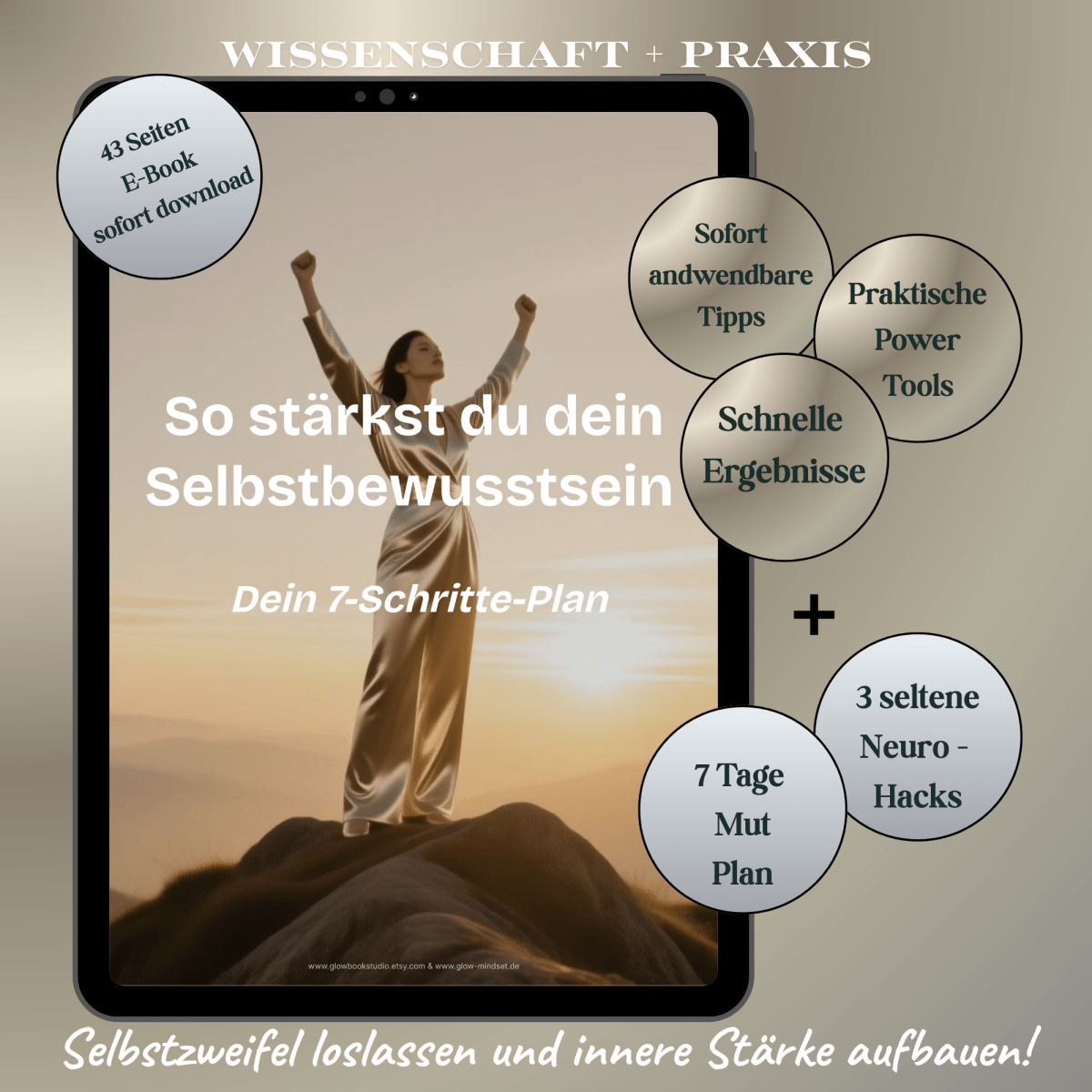 Selbstbewusstsein stärken | 7 Schritte Plan mit Übungen | E - Book - Glow - Mindset